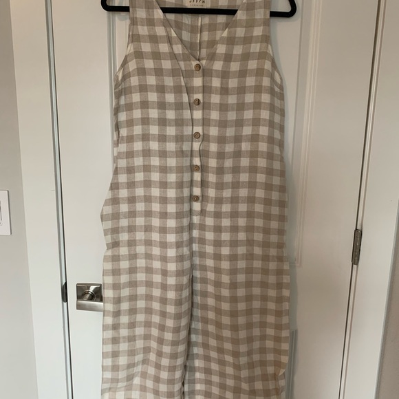 offon Pants - Offon gingham Sleeveless linen Jumpsuit